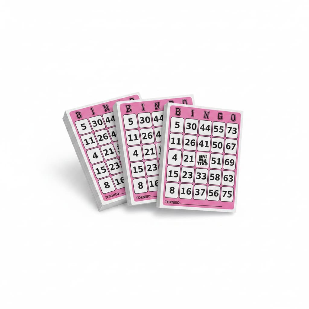 Kit 3 Blocos Cartela de Bingo 96 Folhas Festa Família Rosa Azul