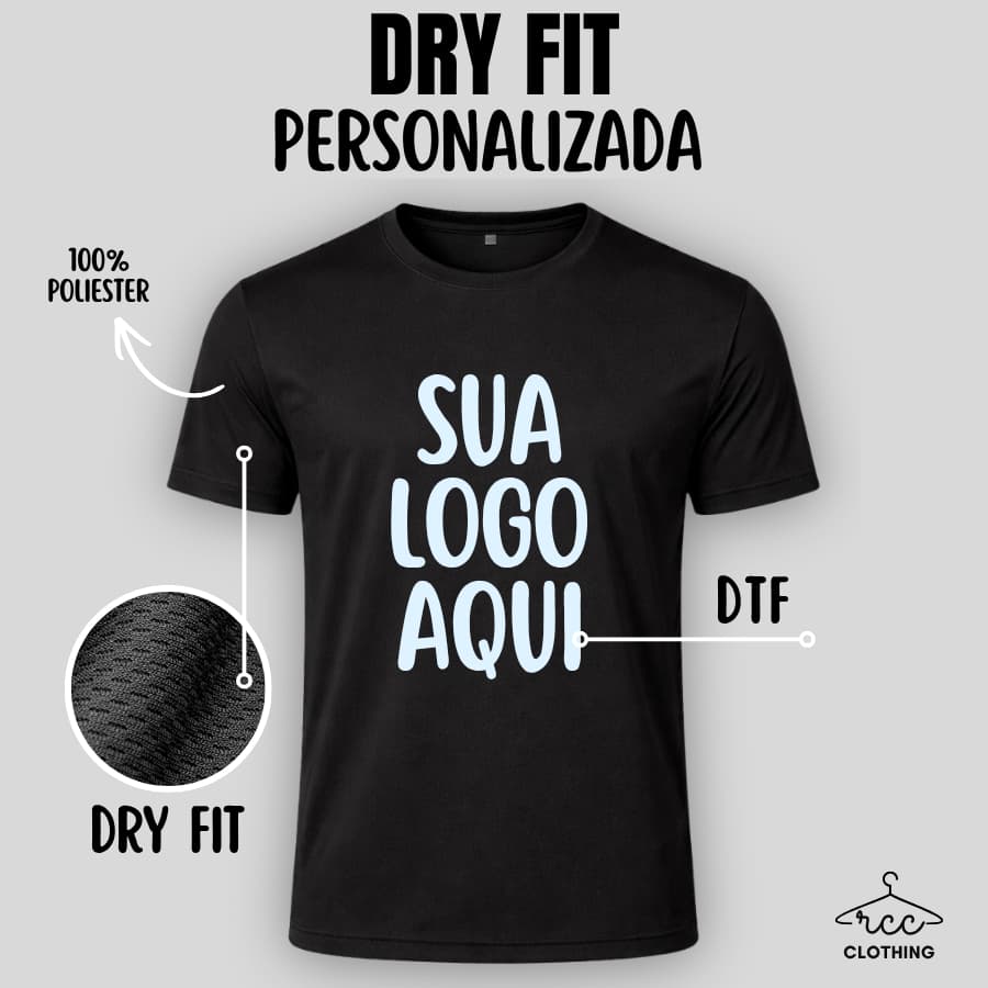 Camiseta Dry Fit Poliéster Unissex Personalizada - Malha Esportiva e Uniformes