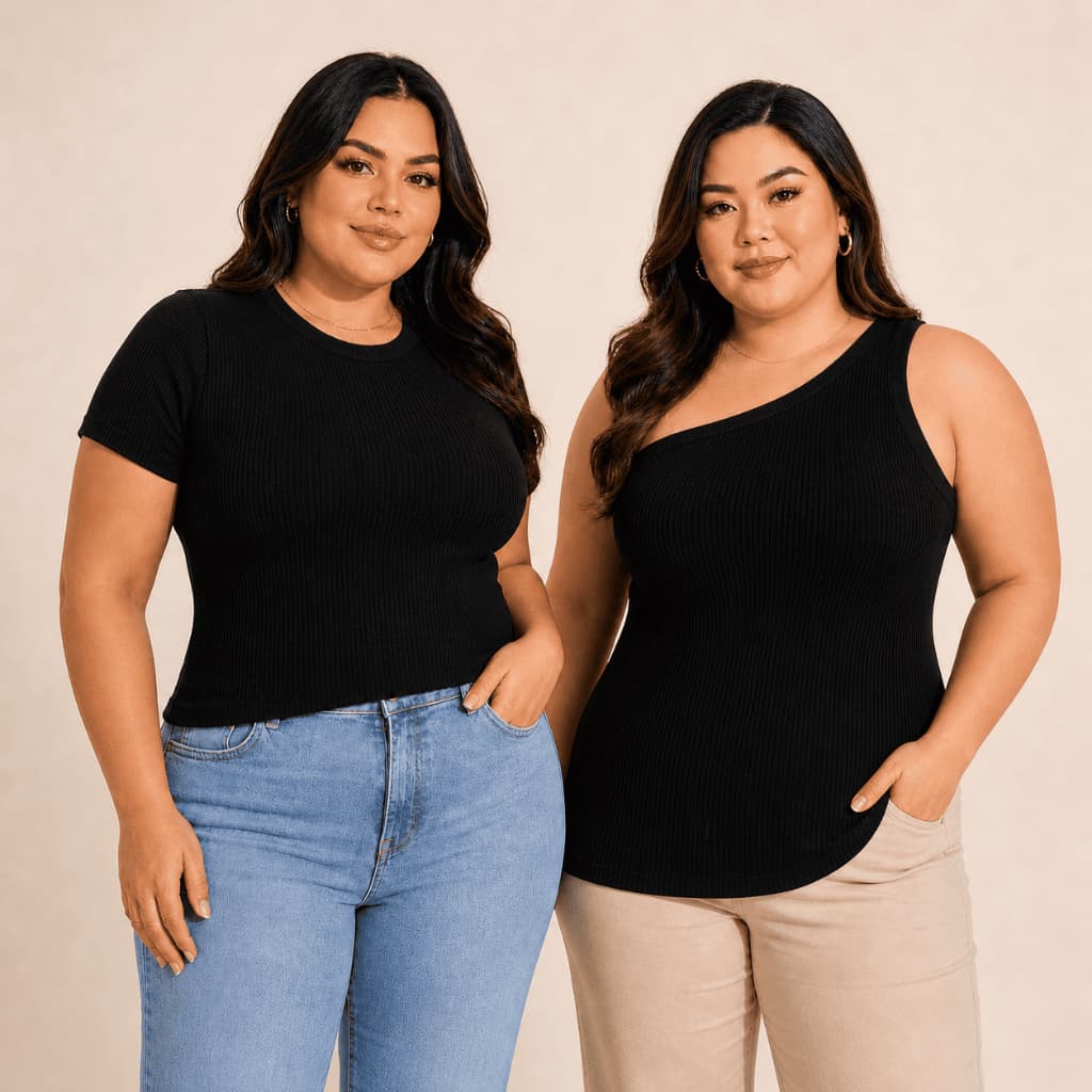 Kit 2 Blusa Plus Size Feminina Regata Básica Nula Manca Estilosa Elegante Top Envio Rápido Tendência