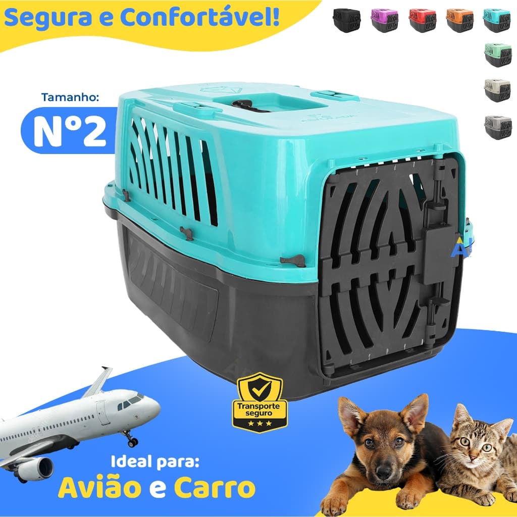 Caixa Transporte Pet N2 Cachorro Gato Pequeno Viagem Caixa Pet Segura Ventilada