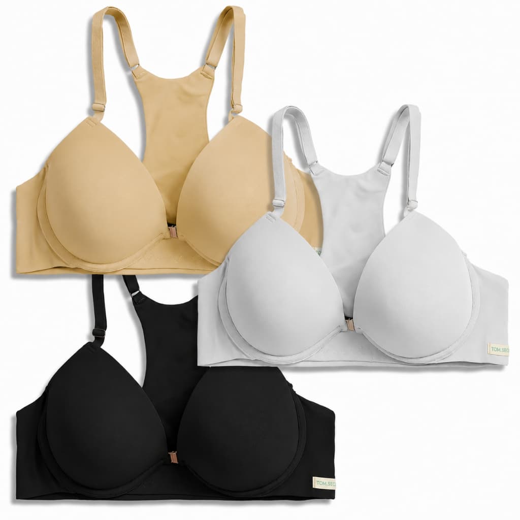 Kit 3 Sutiãs Nadador Fecho Frontal Conforto Diversas Cores Sutiã Dia a Dia Sutian Alça Reforçada