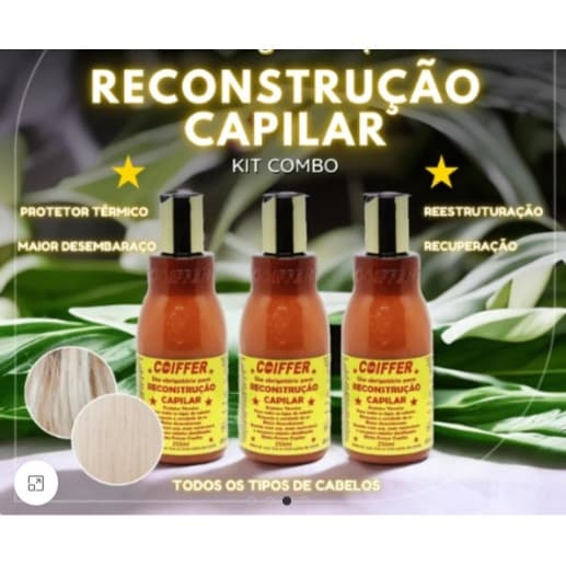 Kit Combo Reconstrução Capilar Coiffer 3 Unidades