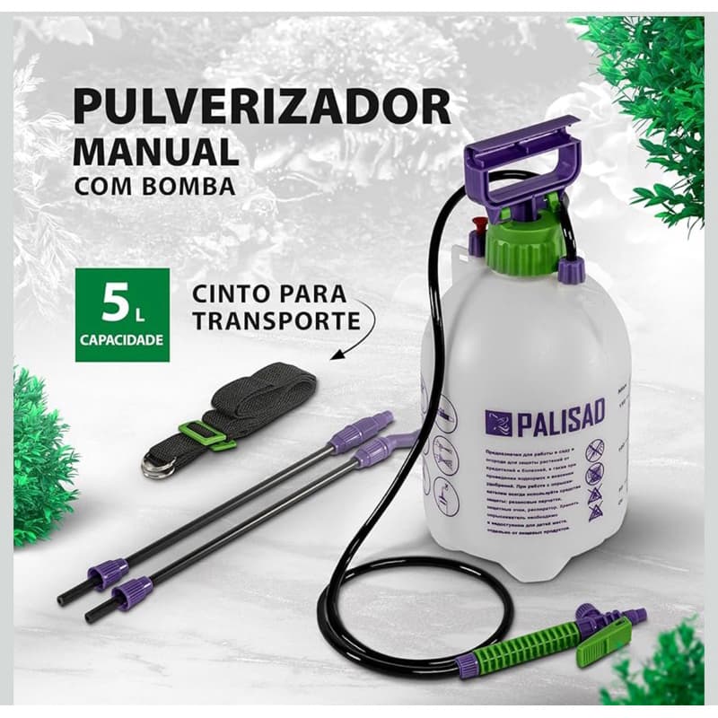 PALISAD Pulverizador Manual 5 Litros – Pulverizador de Jardim Alta Pressão.