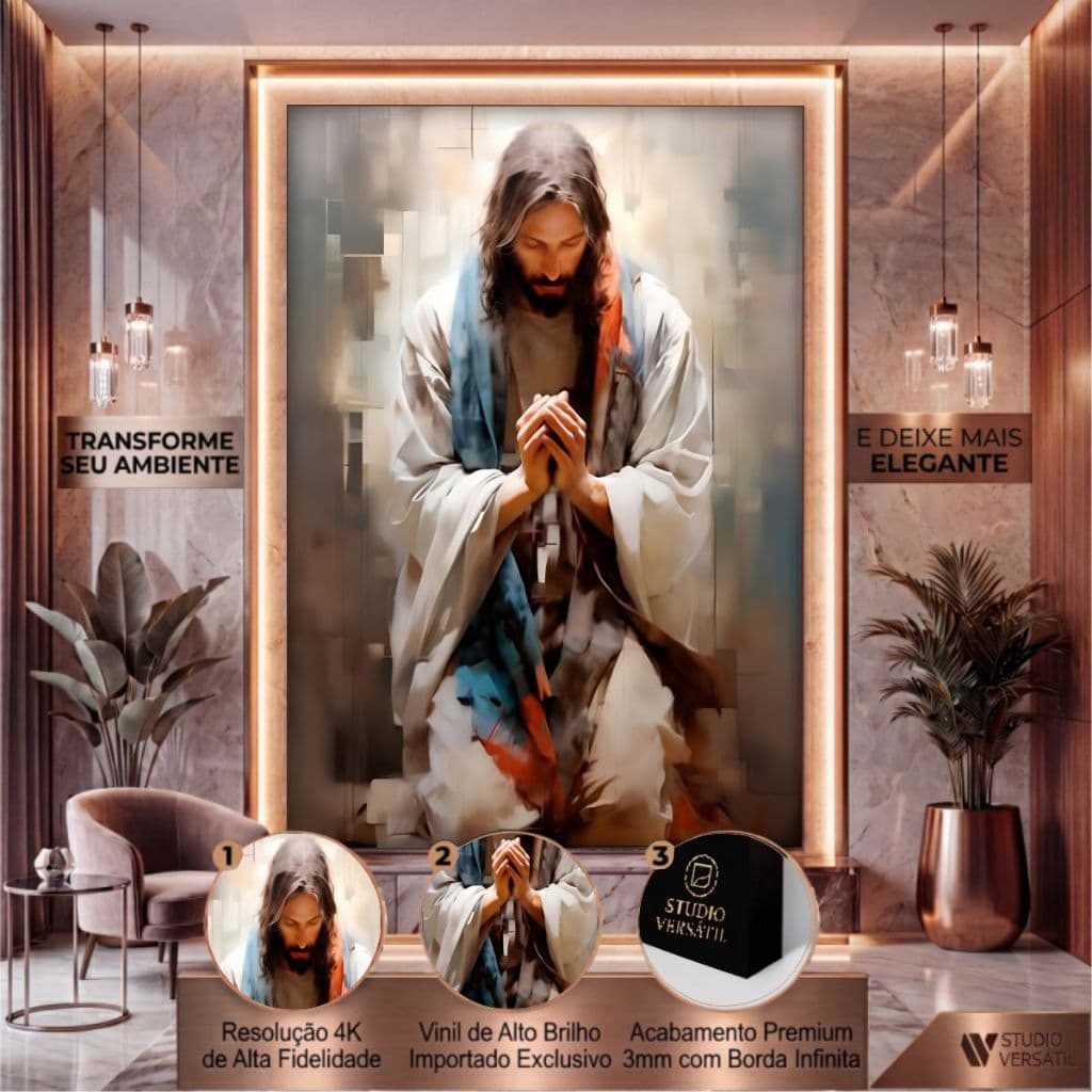 Quadro Decorativo Peça Unica Jesus Orando Religioso Benções