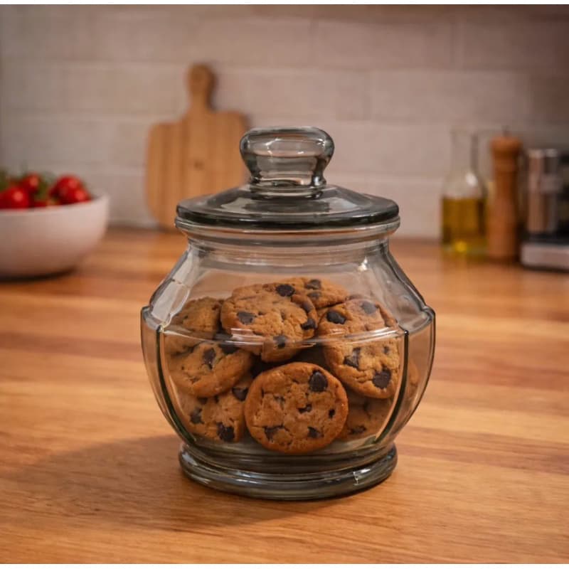 Pote Hermético De Vidro Fumê 500ml Oitavado Com Tampa Vidro