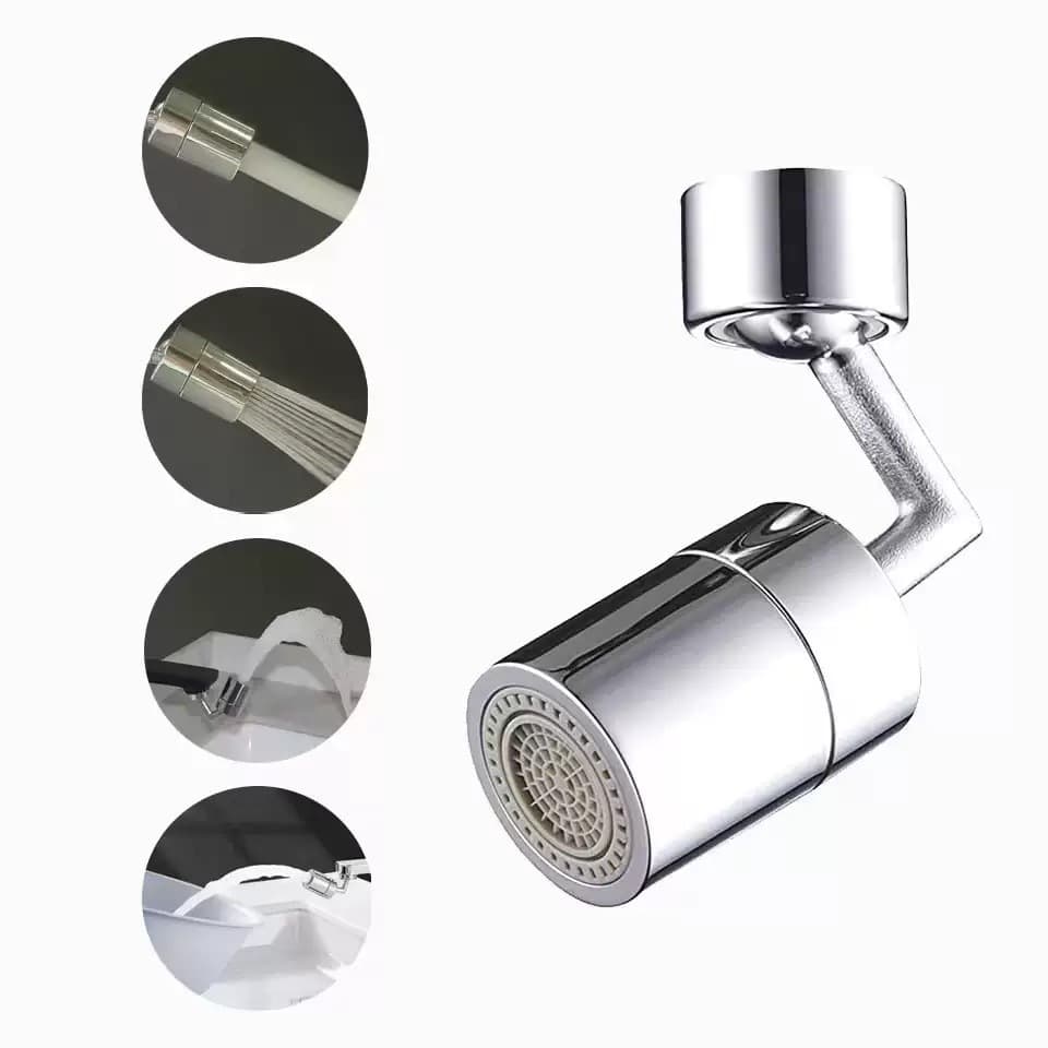 Bico Extensor de Torneira com Filtro à Prova de Respingos e Conector Externo de Plástico, 360º