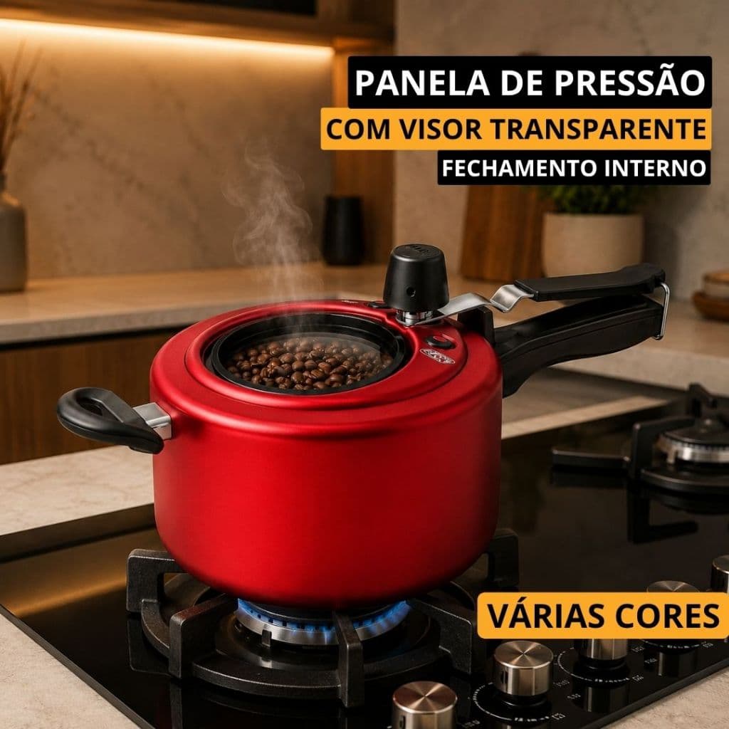 Panela De Pressão Com Visor de Vidro 4,5L Antiaderente Alumínio Cozinha Segura Moderna Grande