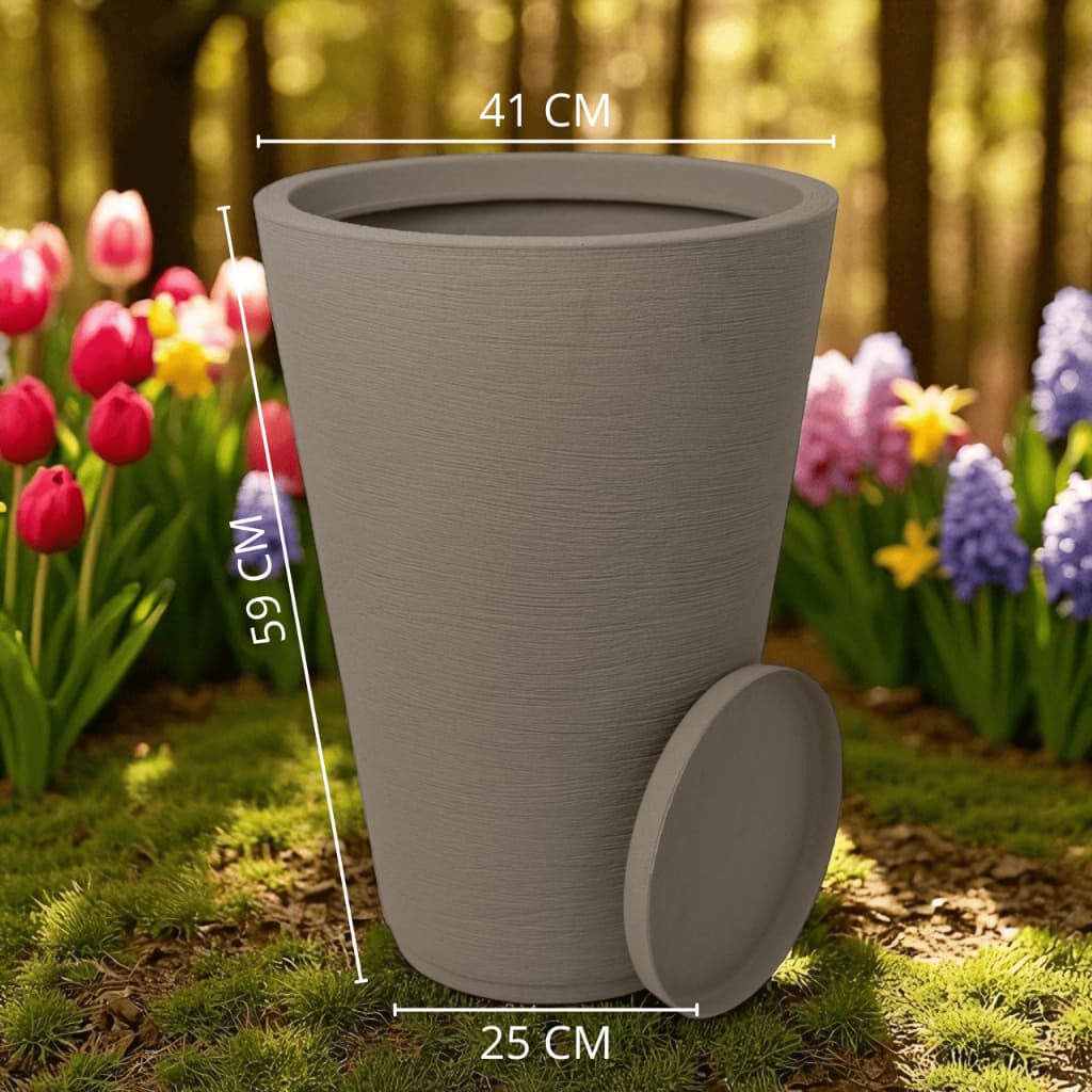 vaso de planta decorativo grande em polietileno com prato coletor casa jardim