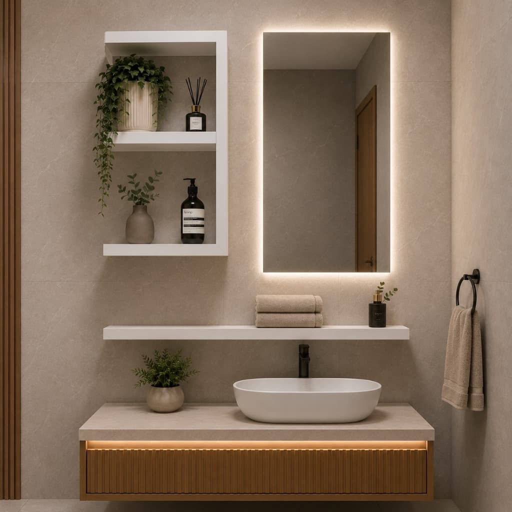 Armário Suspenso para Banheiro Nicho Decorativo MDF Branco 50x50 Aéreo