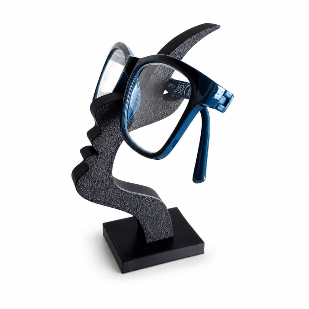 Suporte para Óculos Perfil Rosto Decorativo Preto Organizador de Mesa