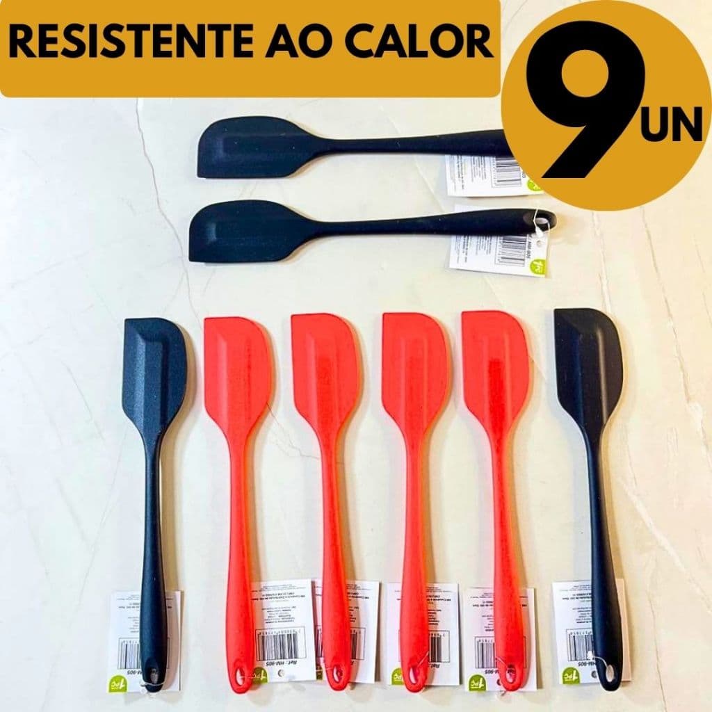 Espátula Silicone Antiaderente 9/7/5/3 Não Risca Mexer Raspar Panela Confeitaria Restaurante Casa