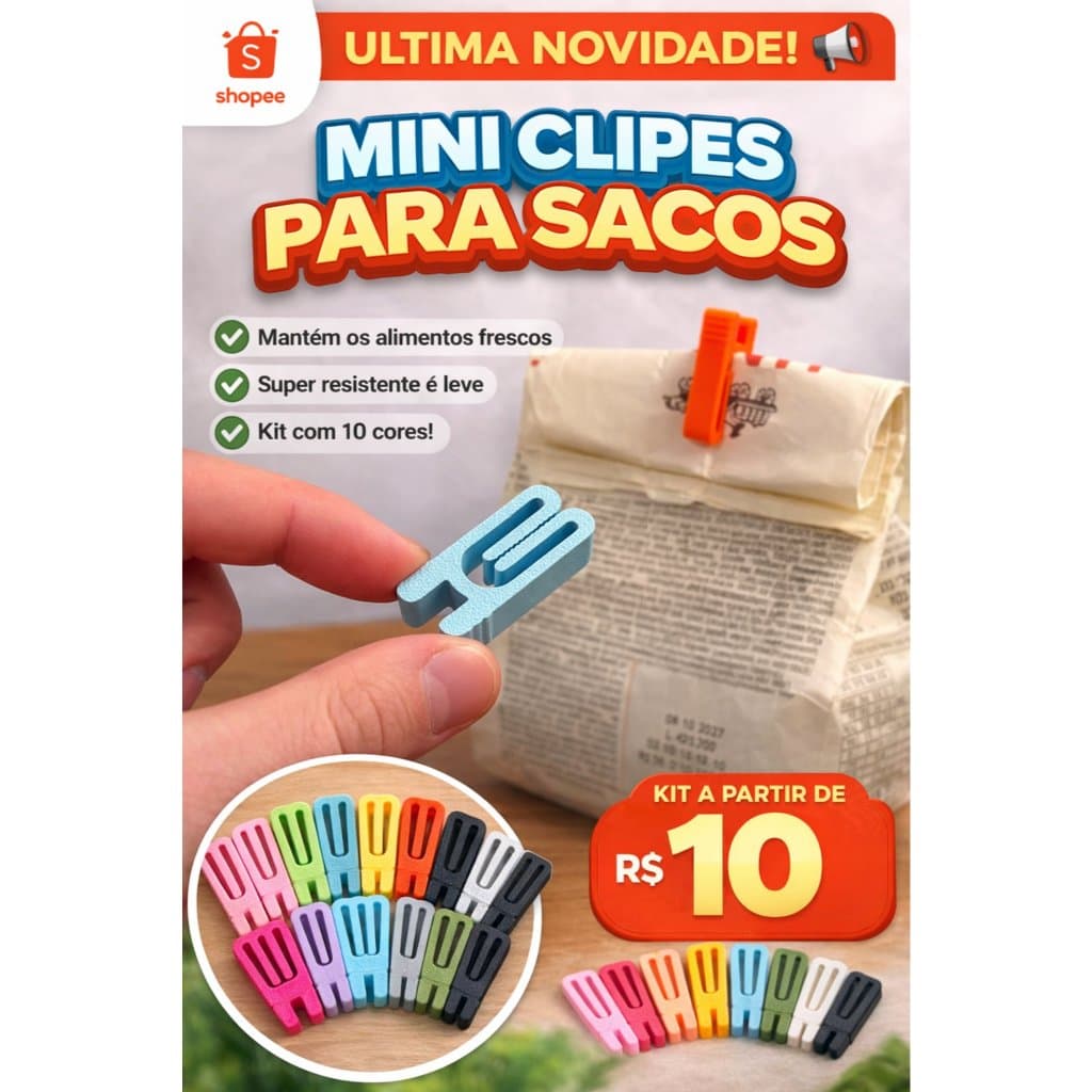 KIT  Presilha para Fechar Sacos e Embalagens | Reutilizável, Prática e Resistente