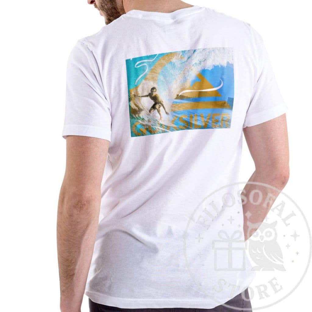 Camiseta Básica Quiksilver Estampa Costas Surfista Camisa 100% Algodão Masculina Feminina