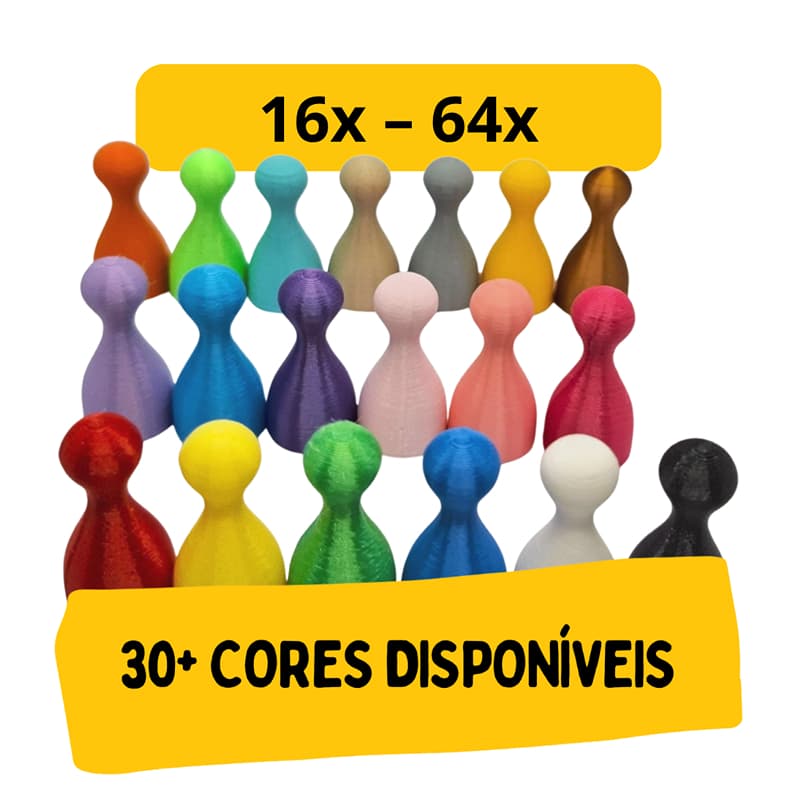 Kit de Pinos para Jogo de Tabuleiro - Peões para Board Game - 16 a 64 Unidades