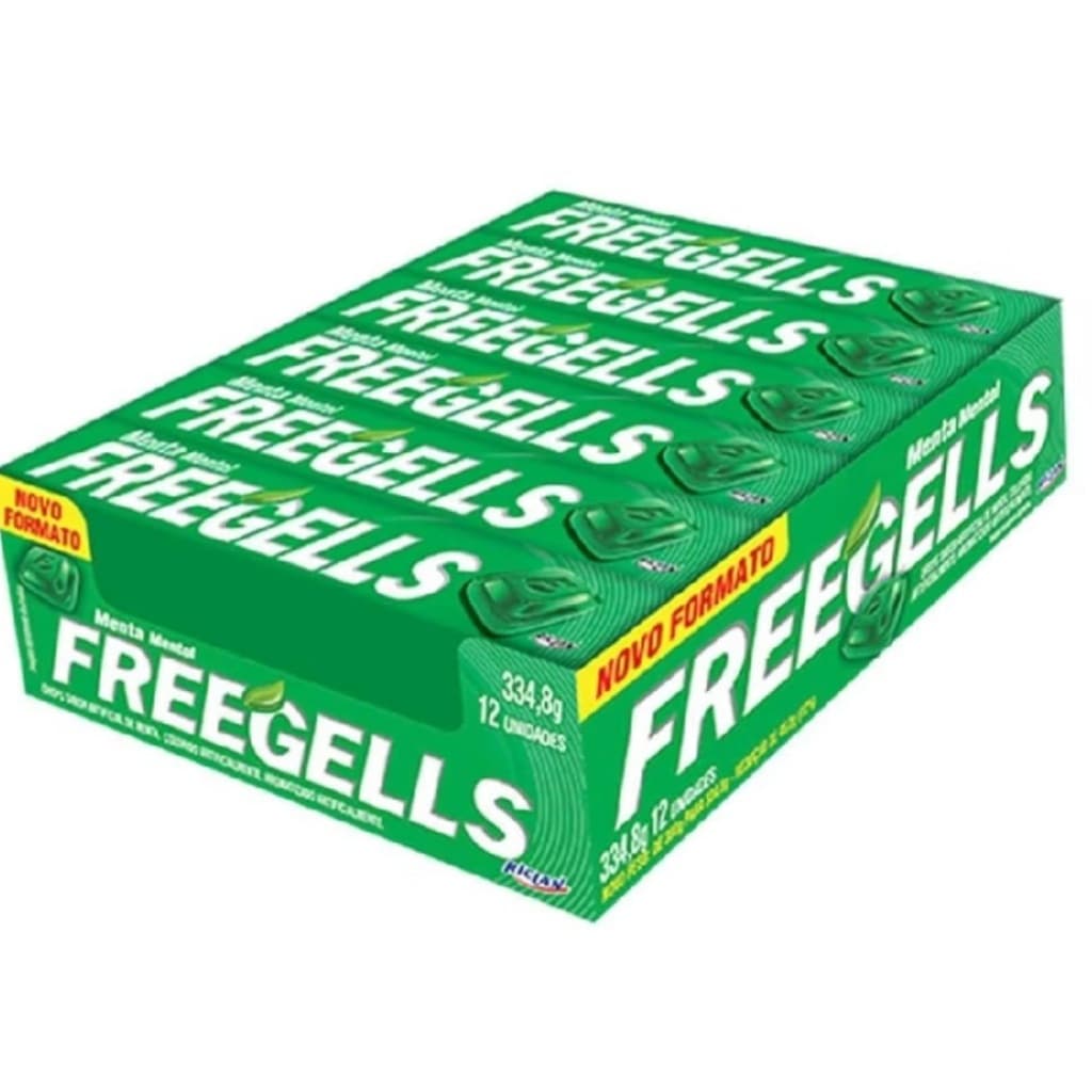 Drops Freegells tipo Halls Menta Mentol - Caixa com 12 unidades