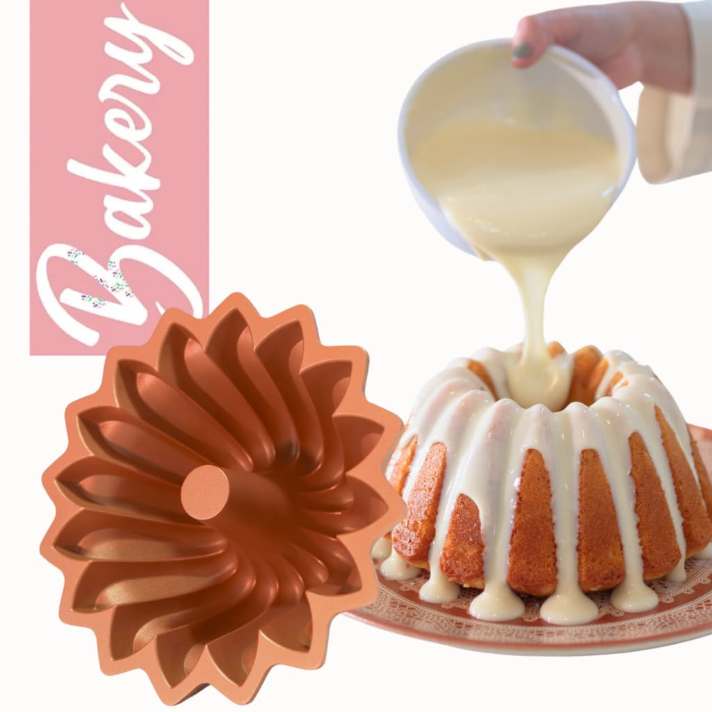 Forma de Bolo Decorada Antiaderente Hercules Bakery 24cm Alumínio Rosê Gold