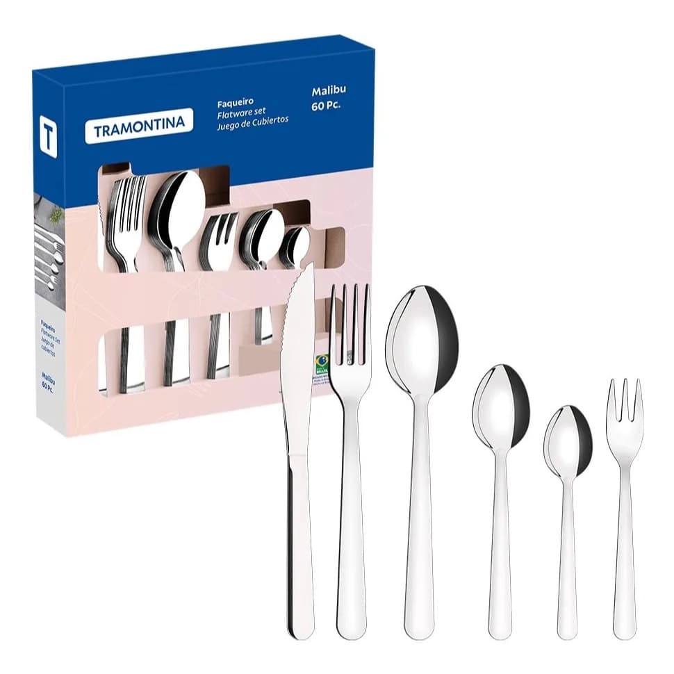 Jogo De Talheres Tramontina Malibu 60 Peças Inox
