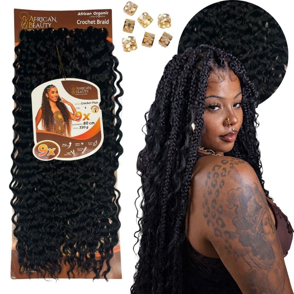 Cabelo Crochet Braid African Beauty Cacheado Fulani 320g Gypsy Aplique Afro Cachos 80 cm