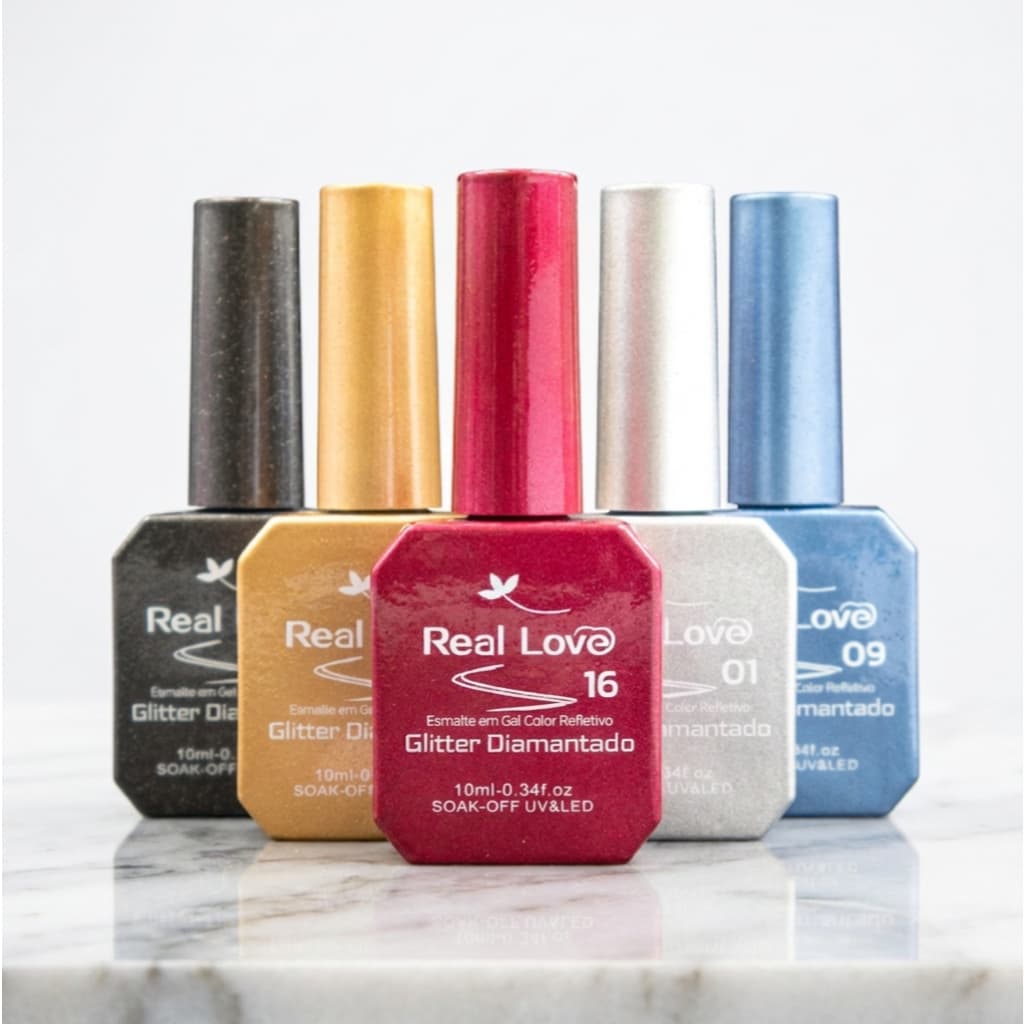 Esmalte em Gel Glitter Diamantado Refletivo 10ml - Real Love