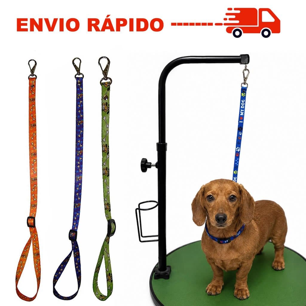 Guia de Contenção Pet Nylon 55cm Banho e Tosa - Mosquetão Reforçado