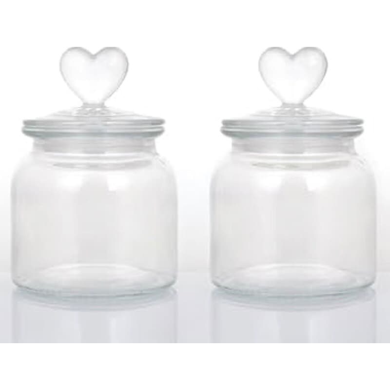 Conjunto com 2 Potes de Vidro Coração 650 ml