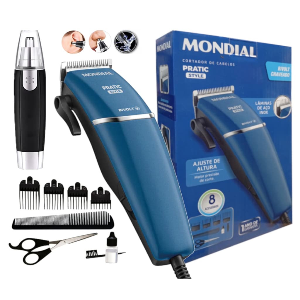 Maquininha Máquina Cortar Cabelo Mundial E Aparador Nasal
