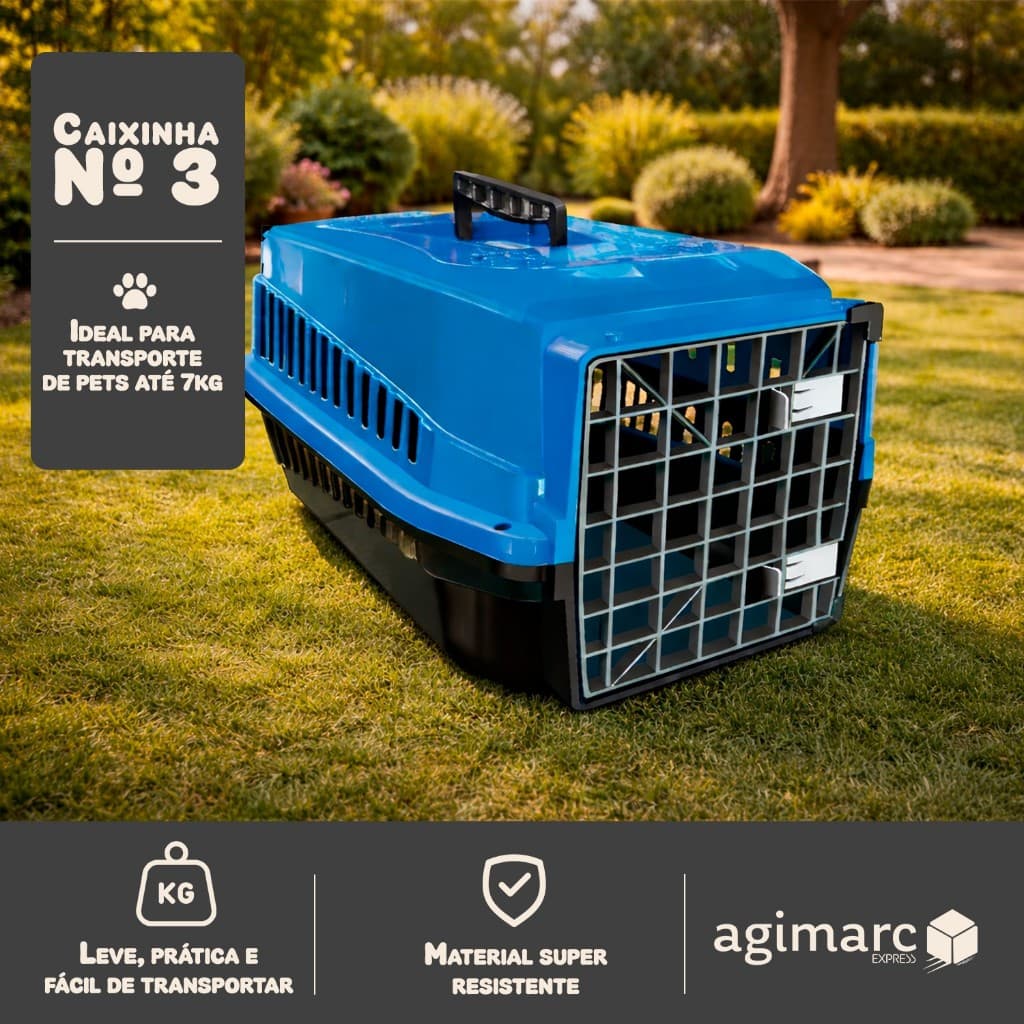 CAIXA DE TRANSPORTE N3 TRES TRAVA CARRO PET CACHORRO GATO COELHO HAMSTER PLÁSTICO MÉDIO