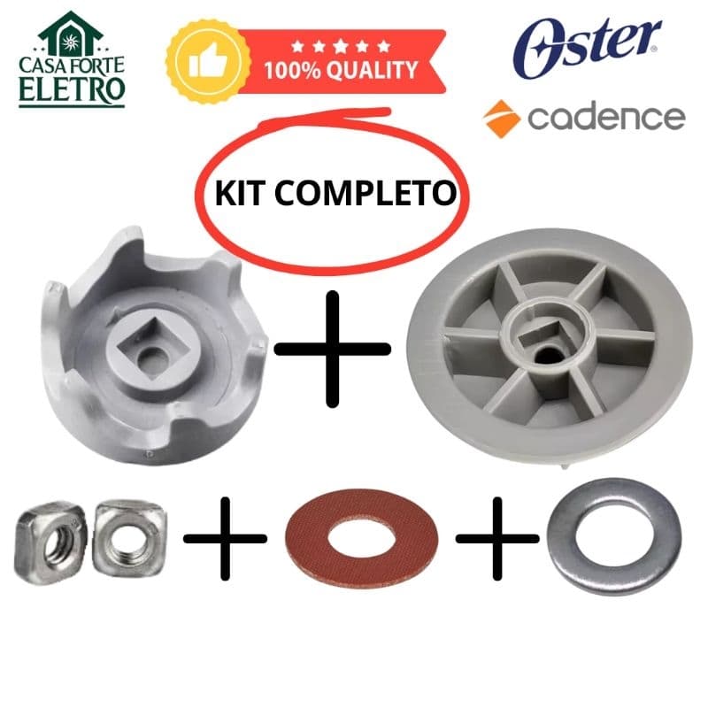Kit Arraste Reforçado Copo + Motor + Arruelas Liquidificador Oster  LIQ361 LIQ415 LIQ400 LIQ411 OLIQ605 OLIQ610 OLIQ619
