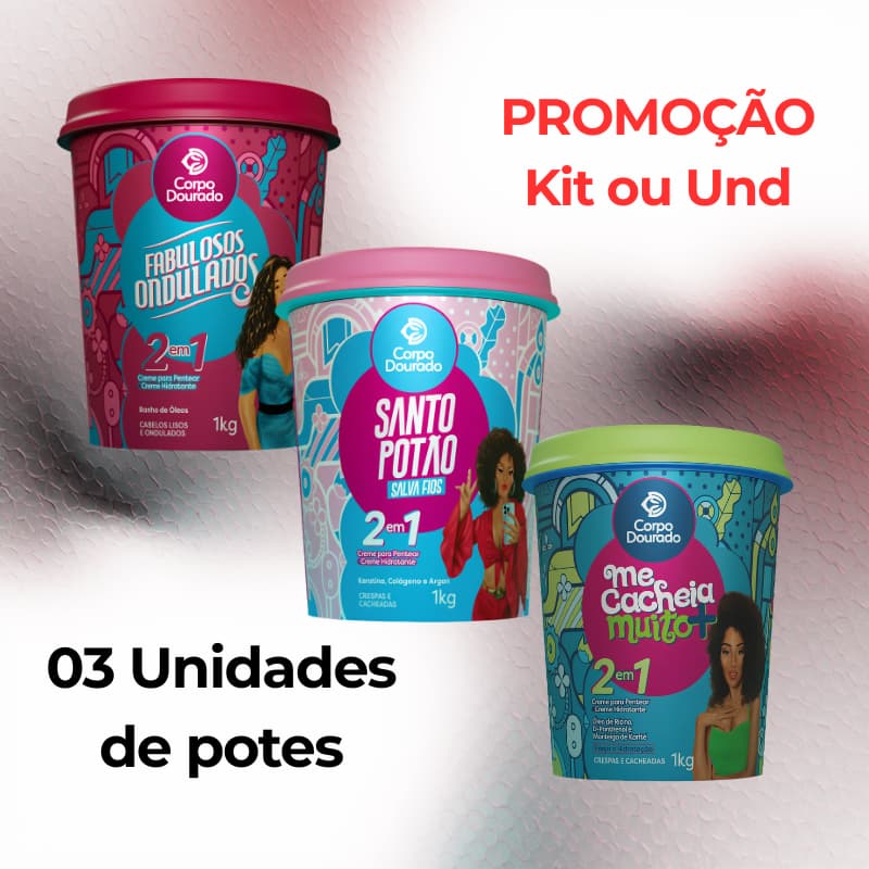 Creme de Pentear 2 em 1 Corpo Dourado Santo Potão, Me Cacheia Mais 1kg