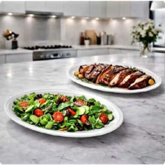 🍽️✨ Conjunto 2 Peças Prato Oval de Vidro Transparente 35cm | Resistente e Fácil de Limpar 🥗💎
