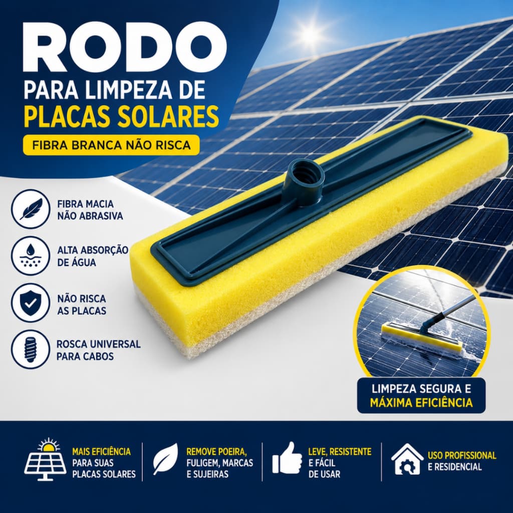 Rodo Espuma para Limpeza de Placas Solares – 40cm Fibra Branca Não Risca Big Limpeza Solar