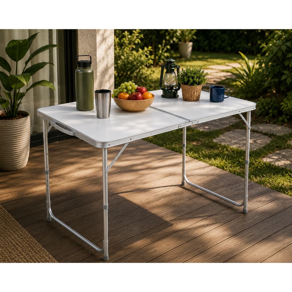 Mesa Dobrável Camping 120x60 Vira Maleta Para Camping/Piquenique/Praia/Feira/Estande