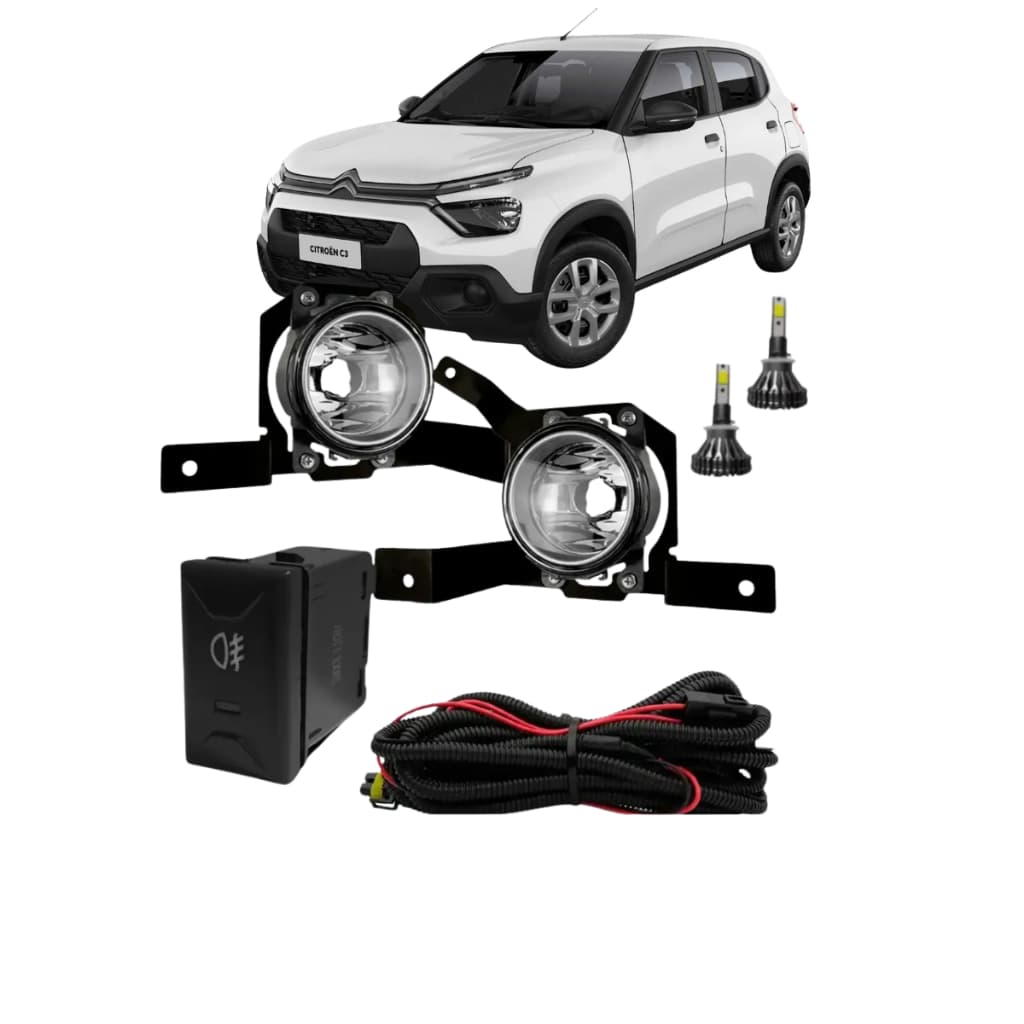 KIT FAROL DE MILHA DO C3 LIVE 1.3 2023 2024 2025 2026 +Lamp/ de led
