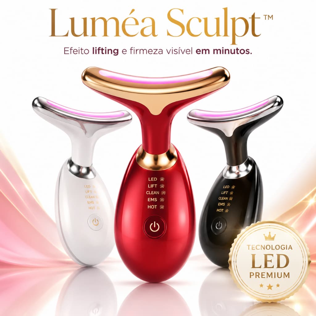 Massageador Facial Redutor de Papadas, Rugas e Flacidez Aparelho LED para Skin Care