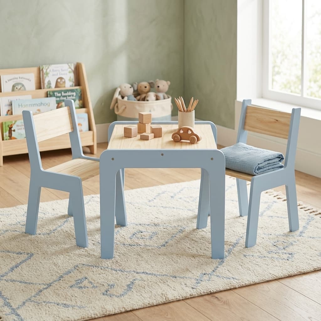 Mesa Infantil e/ou Cadeiras – Madeira MDF e Pinus | Ideal para Brincar e Estudar