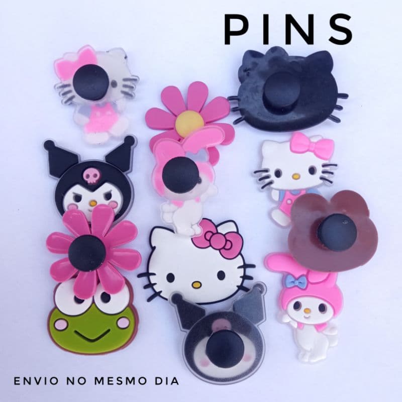 kit 6 Pins/bottons emborrachados para sandálias babuches hellokitt personalizadas