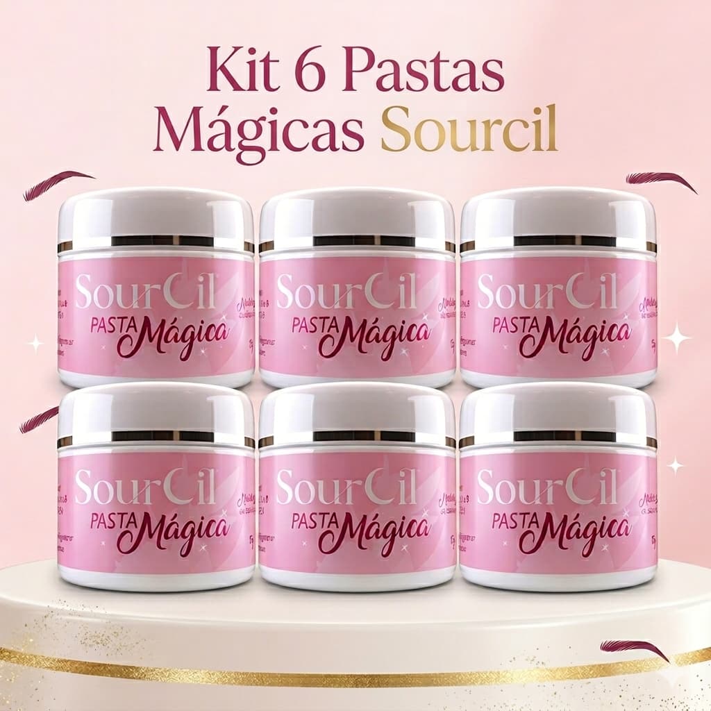 Kit 6 Gel Sobrancelhas Pasta Magica Brow Lamination Modelagem Nutrição Sourcil Vitaminas e Omega 15g