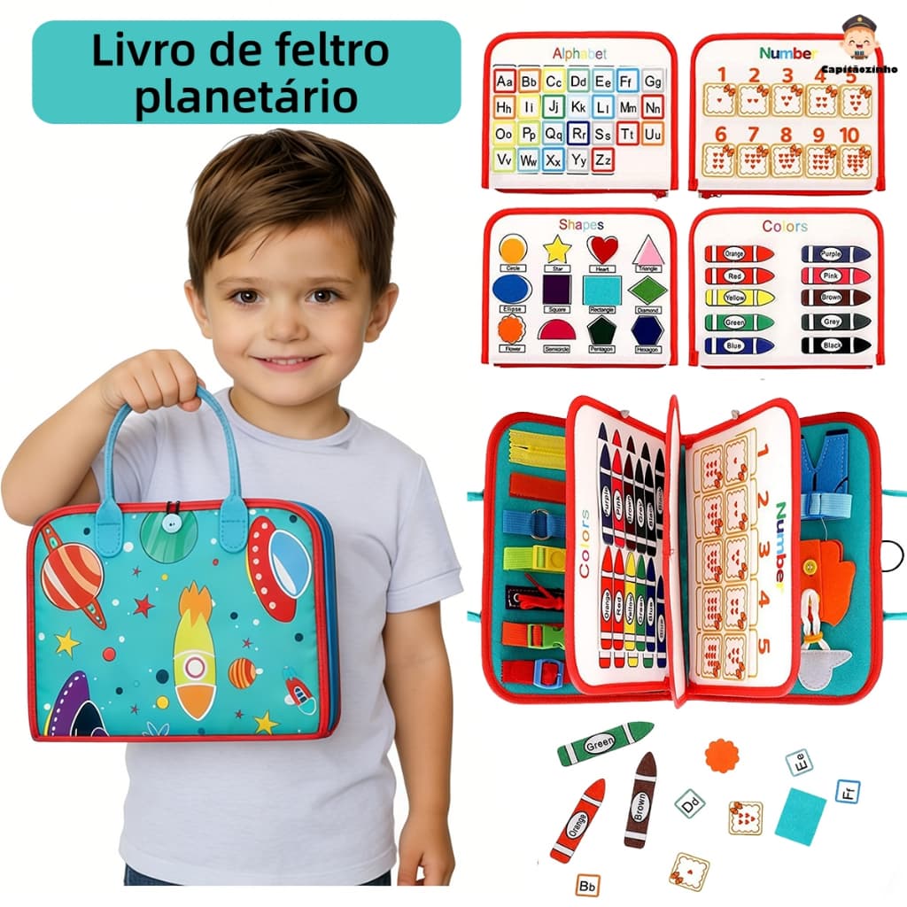 Montessori livros silenciosos para crianças, Soft Activity Busy Book,Felt Cloth Book, Toy Viagem sensorial com atividade