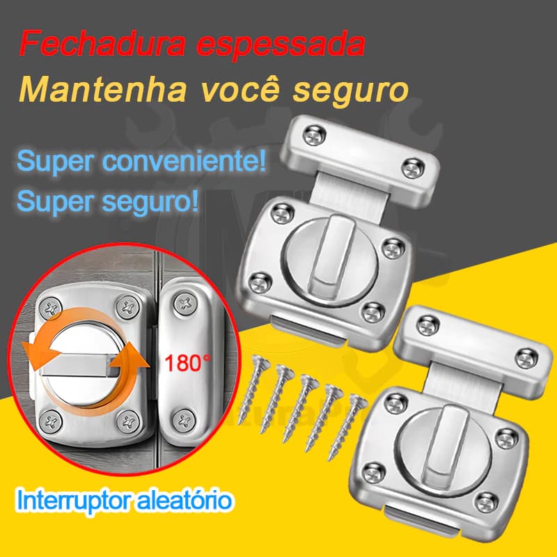 Fechadura Trava De Segurança liga de zinco Porta De Aço Inox Tranca Anti Roubo Fácil instalação Prata