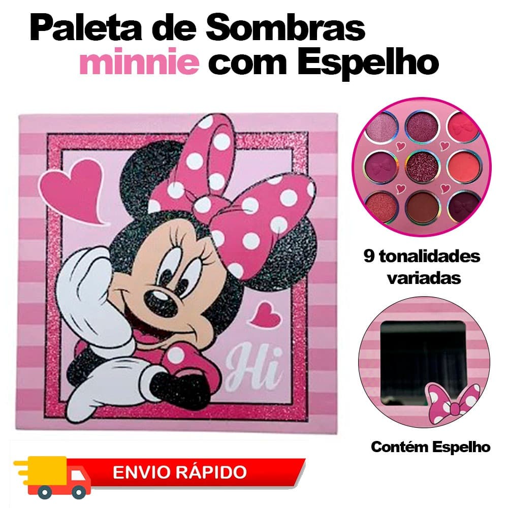 Maquiagem Minnie Paleta 9 Cores Infantil Paleta de Sombras Divertido