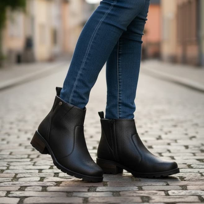 Bota Feminina Marrom Cano Baixo Solado Tratorado Conforto para o Dia a Dia