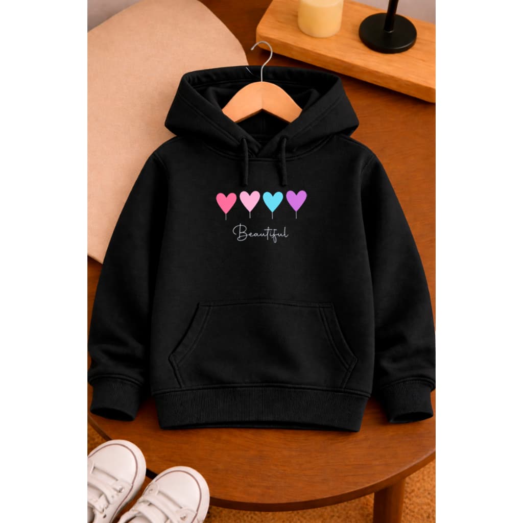 Blusa de Frio Infantil Com Capuz e Bolso Estampa Alegre Moletom Canguru para Crianças.+