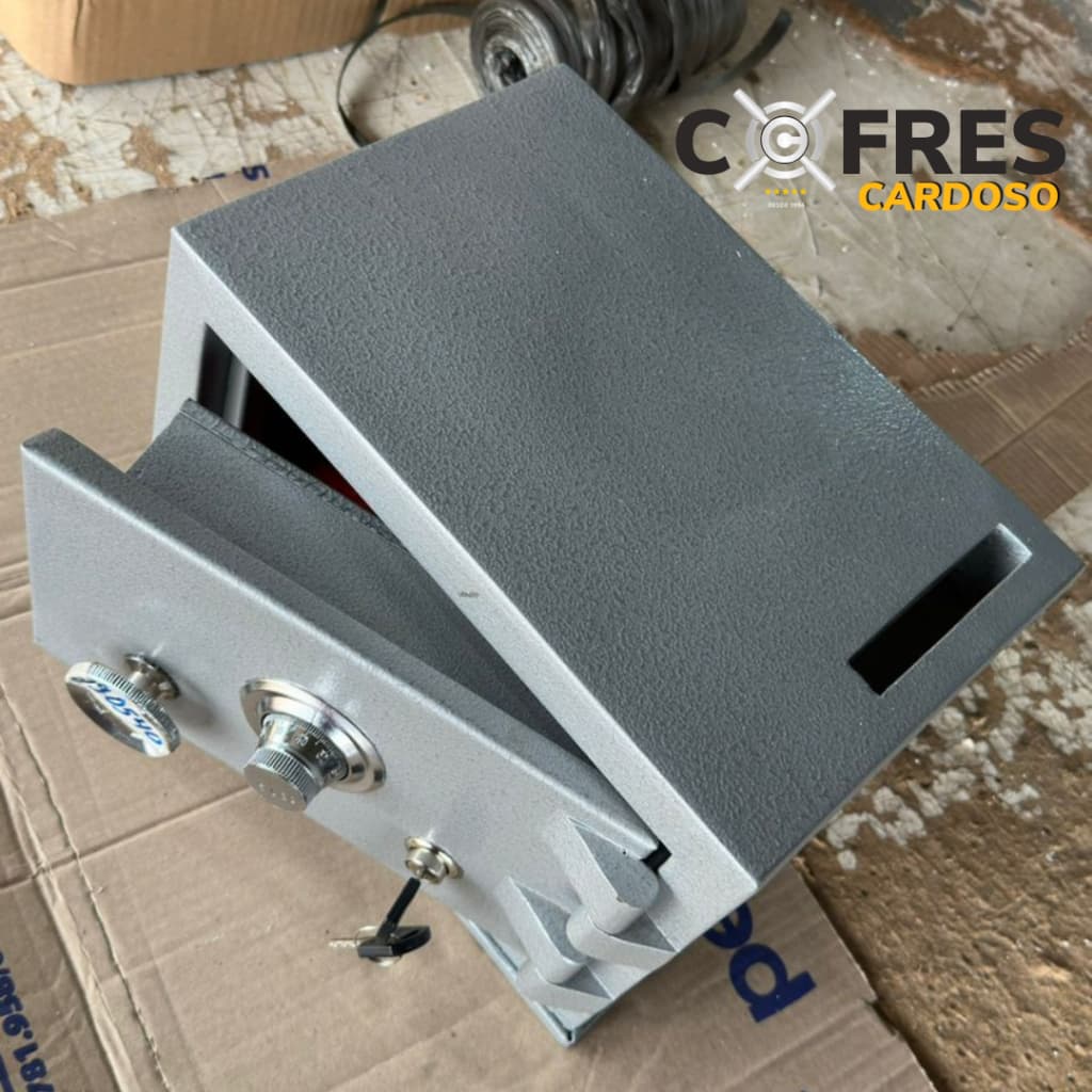 Cofre Boca de Lobo 20cm Concretado Cinza Embutir Segurança Direto da Fábrica