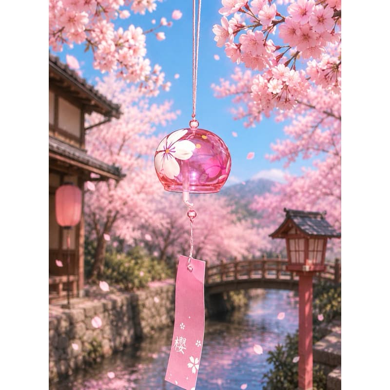 Sino de vento japonês Furin sakura/flor de cerejeira