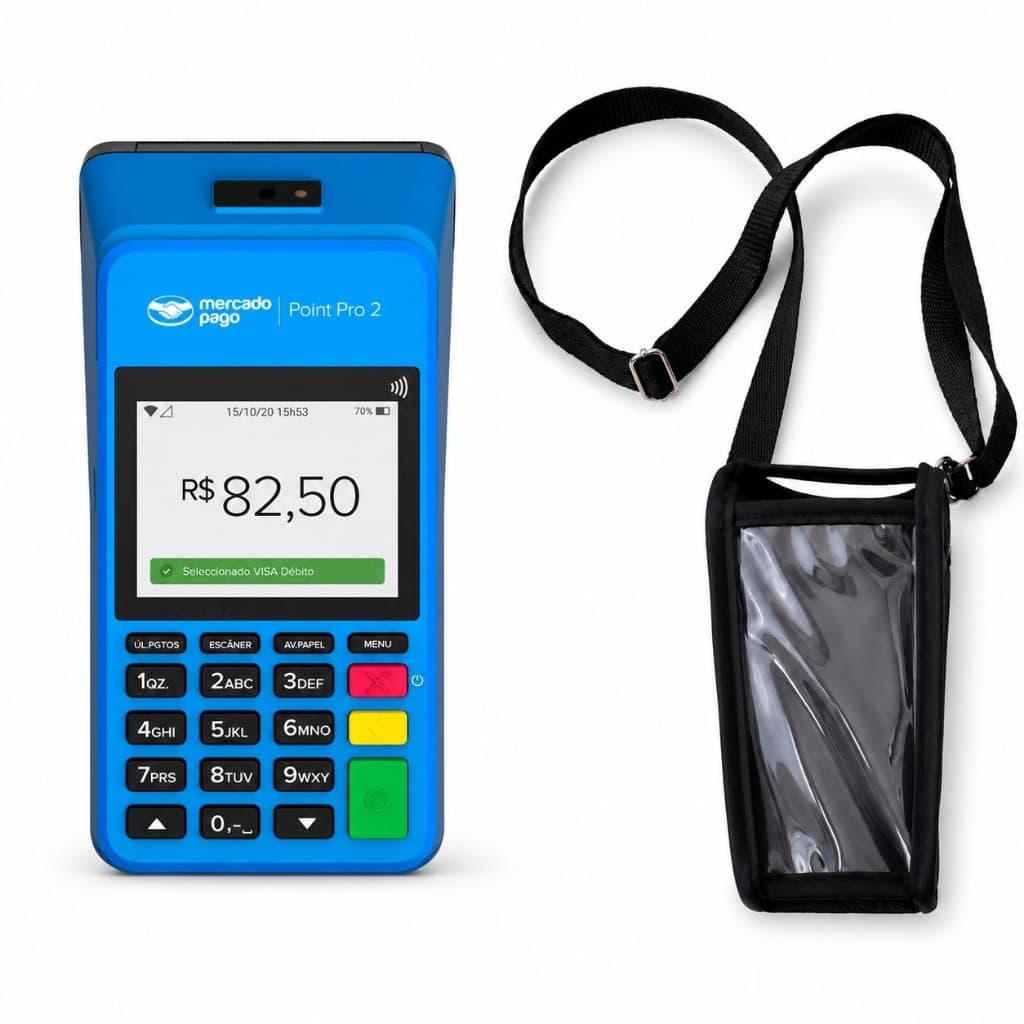 Bolsa para Maquina de Cartão Portátil | Tecido Resistente com Visor Plástico e Alça Ajustável