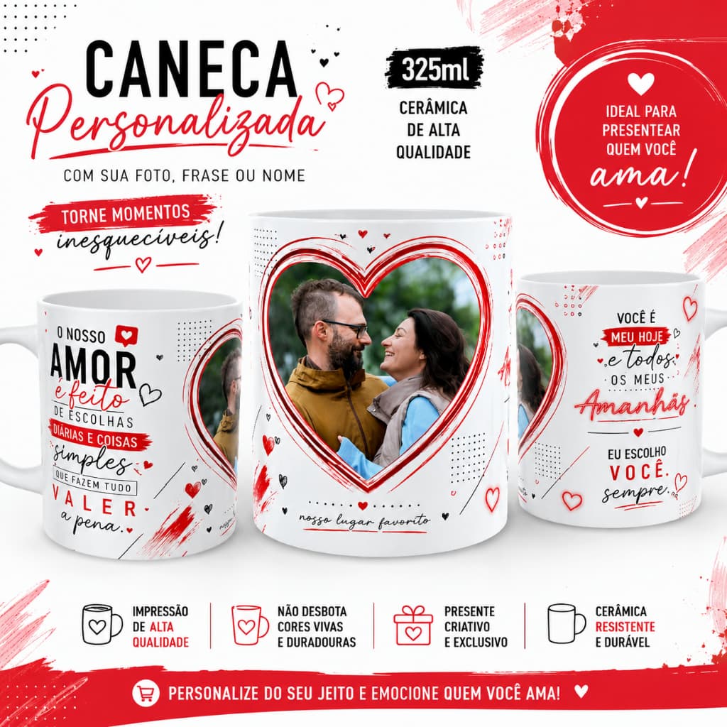 Caneca Personalizada com Foto para Namorados 330 ml