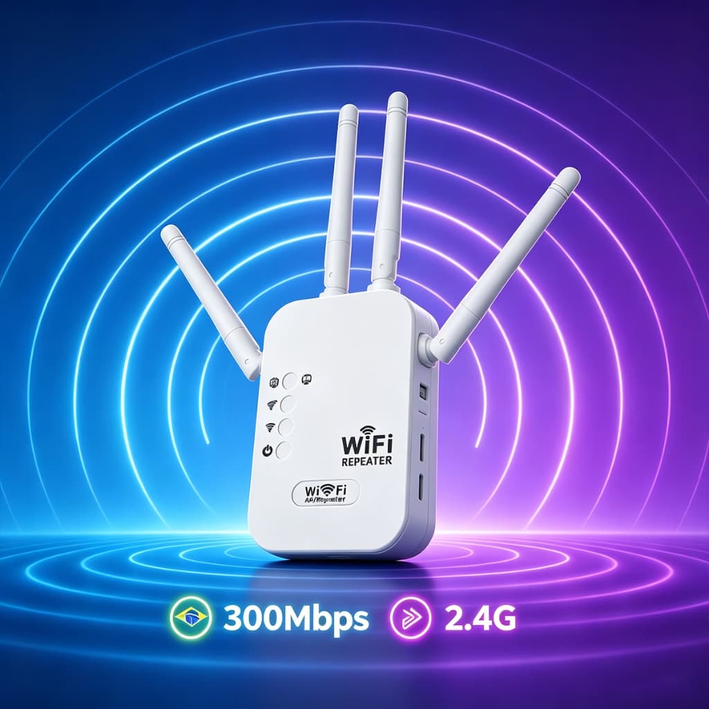 Repetidor Wifi 300Mbps 4 Antenas Roteador Amplificador De Cor Branco Ideal para Casa e Escritório -G8