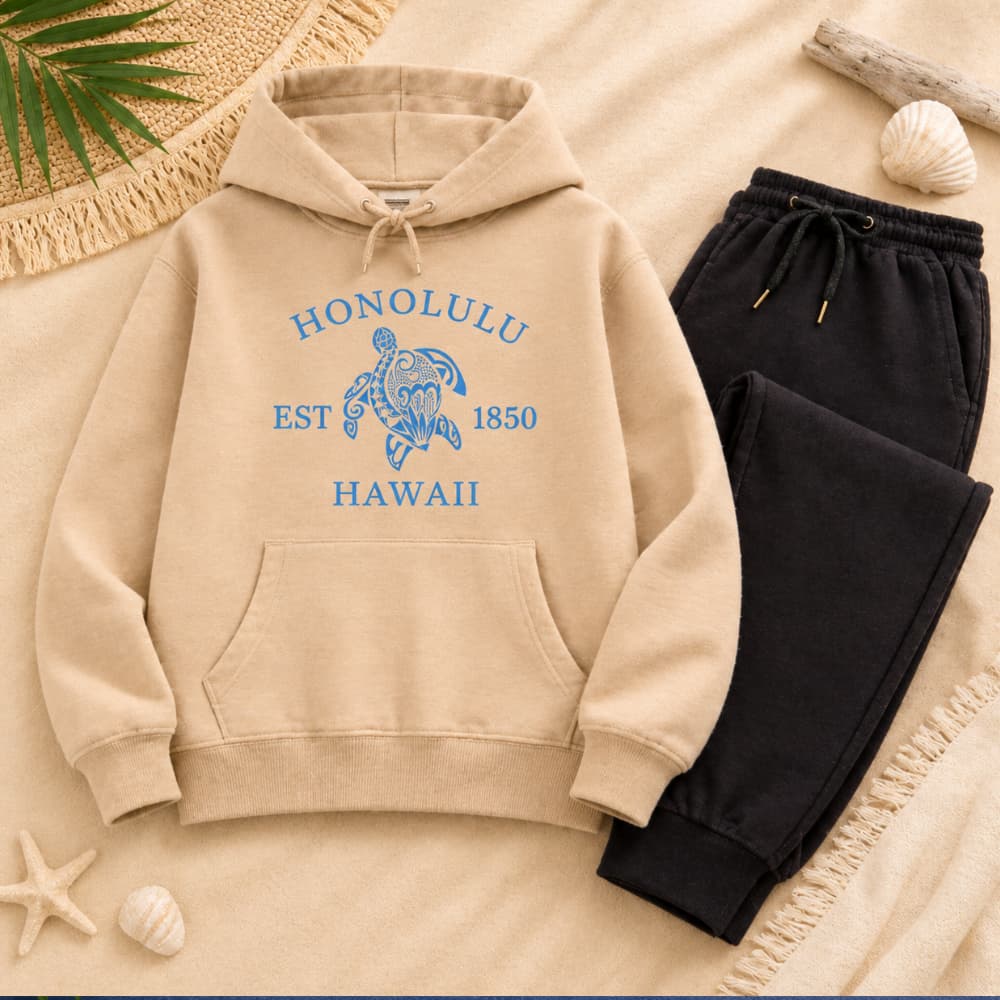 Conjunto Infantil Canguru Havaí Mar Premium Inverno Algodão Grosso Casual Confortável