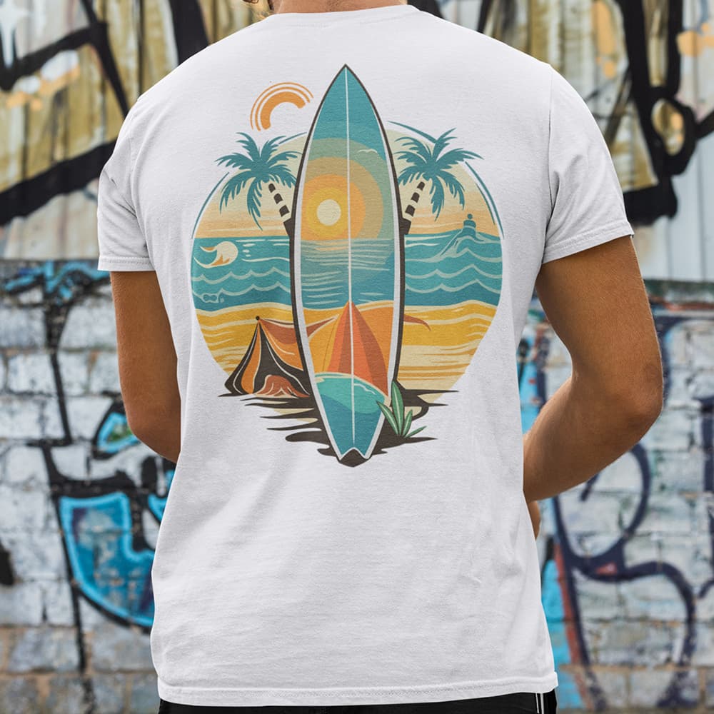 Camiseta Surf Prancha Praia Retrô Vintage Unissex Branca Estampada P ao GG