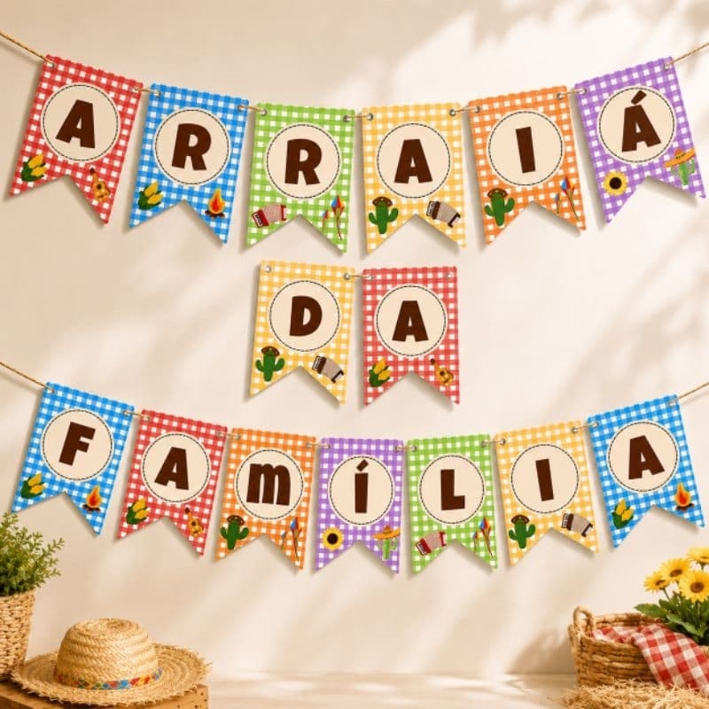Kit Bandeirinhas Personalizadas 10x15 | Papel Fotográfico 180g | Festa Junina | Decoração Arraiá | Quermesse | São João